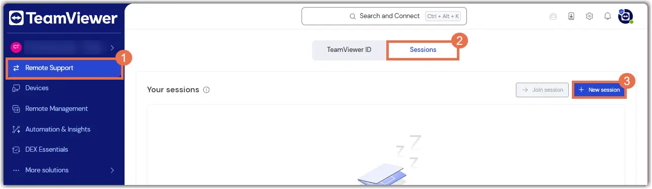 access tab sessions web client