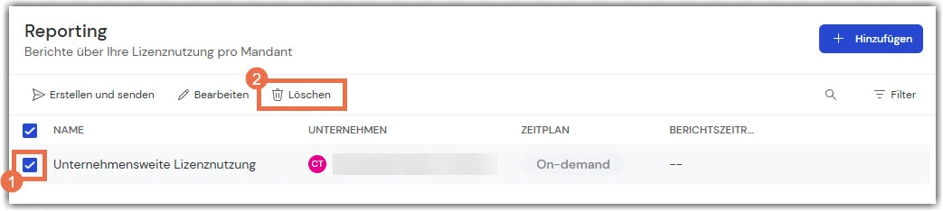 einen Bericht löschen