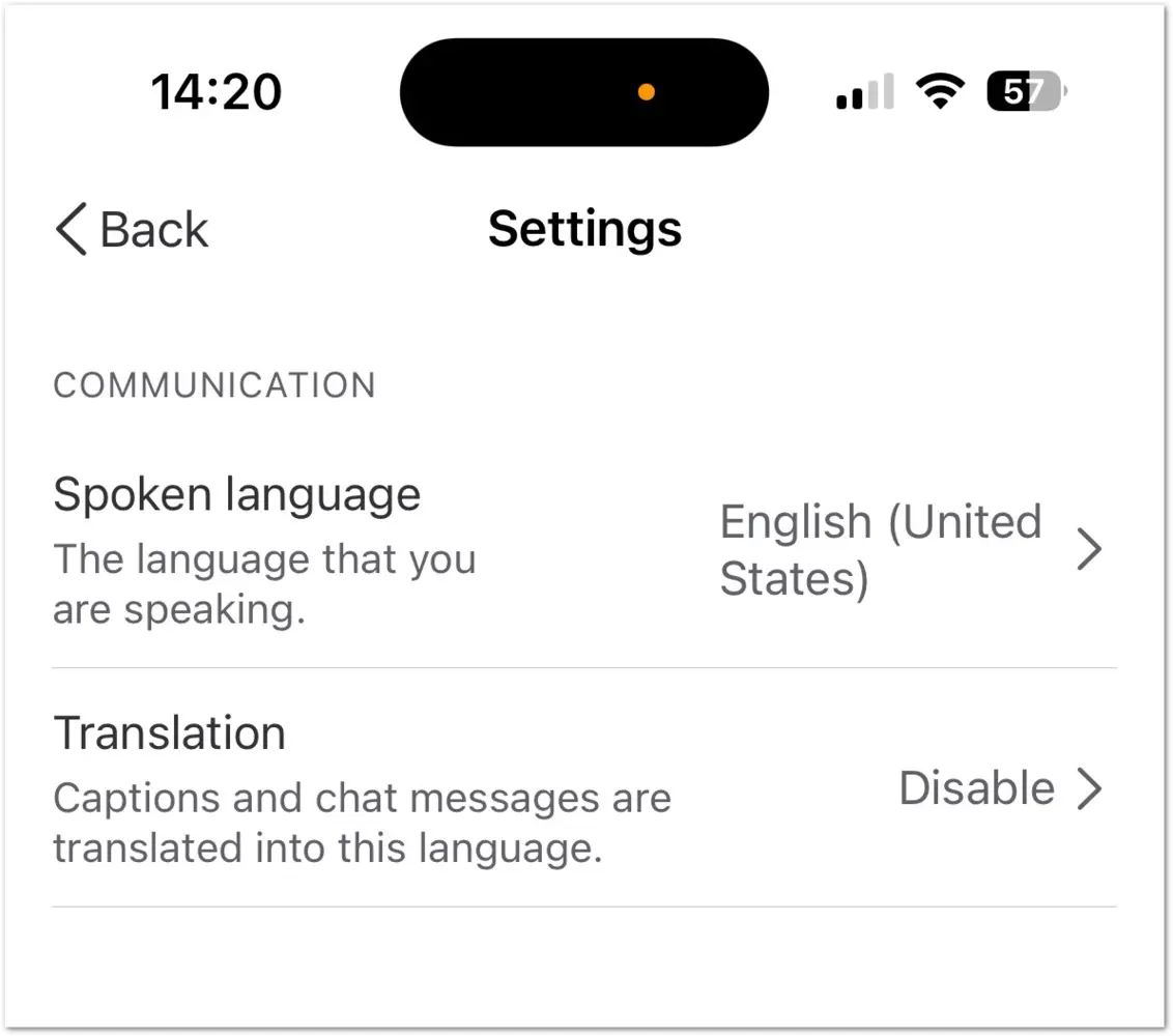 Settings Captions And Translation