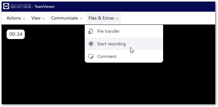 Remote Session Toolbar Start Recording