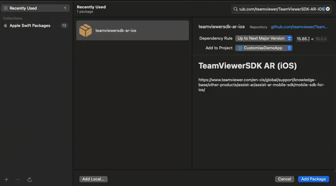 TeamViewer Sdk AR Ios