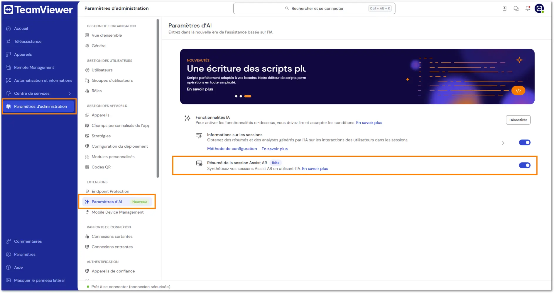 Activer Resume Session Assistar