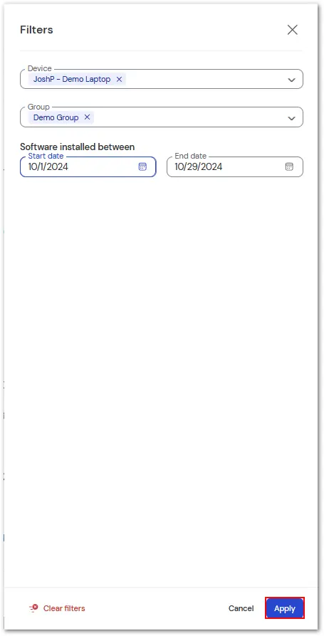 Asset Management Software Filter