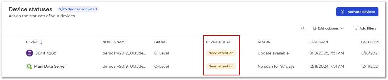 Edr Devices Tab