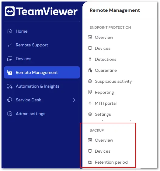 Access TeamViewer Backup