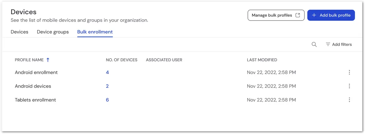 Bulk Enroll Profiles