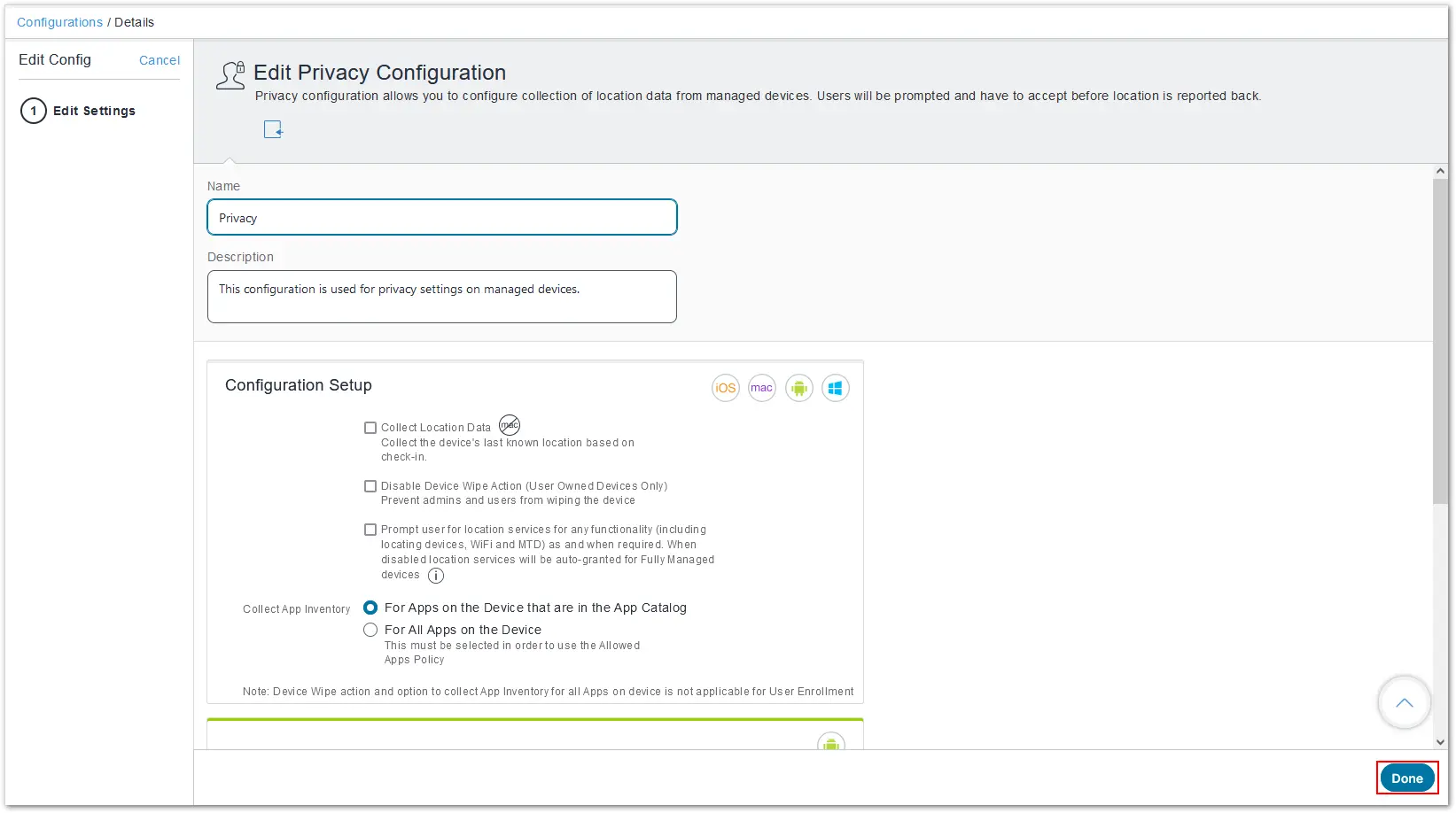 Edit Configuration
