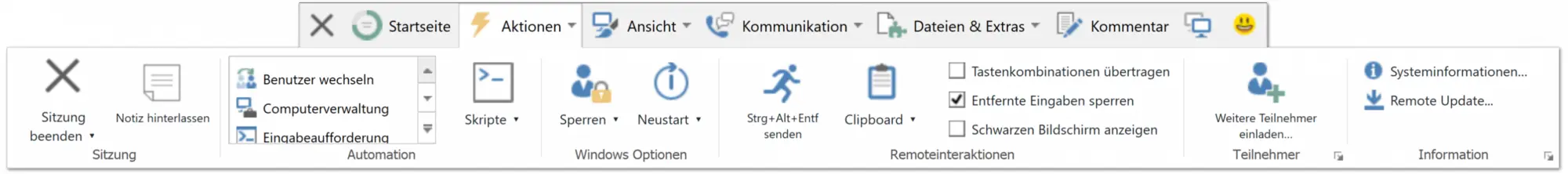 Aktionen Toolbar