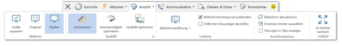 TeamViewer Remote Control Toolbar In Einer Remote Session Unter Windows Toolbar Ansicht Dropdown