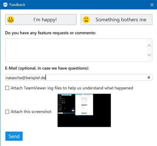 TeamViewer Remote Control Toolbar In Einer Remote Session Unter Windows Feedbackfenster