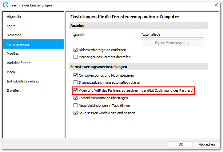 TeamViewer Remote Control Toolbar In Einer Remote Session Unter Windows Sitzungsaufzeichnung