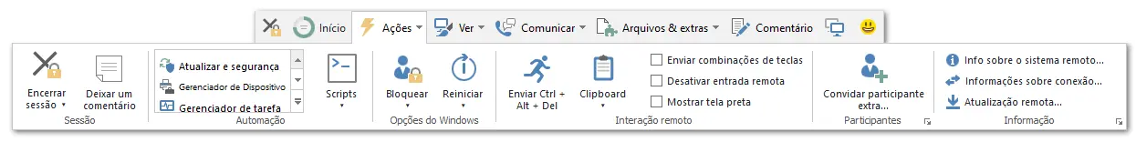 Barra De Ferramentas Da Sess C3 A3O Remota Do TeamViewer A C3 A7 C3 B5Es Menu
