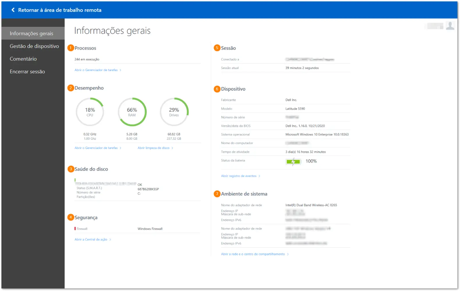 Painel De Dispositivos Remotos Estendido Do TeamViewer