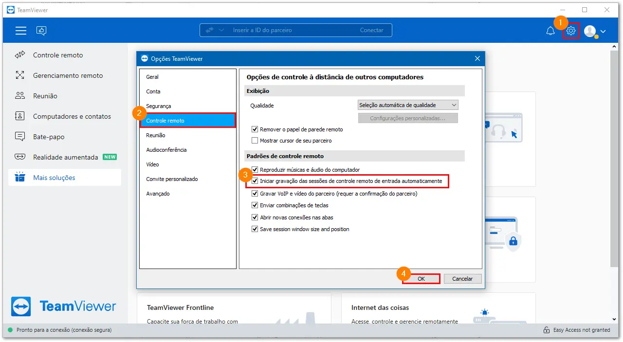 Ativar Grava C3 A7 C3 A3O Autom C3 A1Tica Das Sess C3 B5Es Remotas Do TeamViewer No Windows