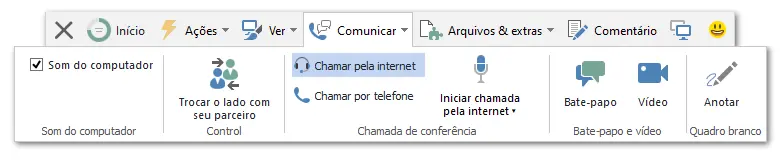 Barra De Ferramentas Da Sess C3 A3O Remota Do TeamViewer Comunicar Menu
