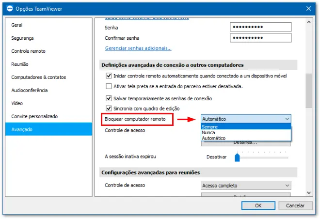 Como Configurar Para Bloquear Computador Remoto No TeamViewer