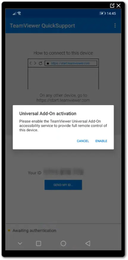 TeamViewer Pop Up Para Baixar O Universal Add On Enable