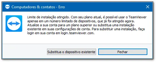 TeamViewer Business Mensagem De Erro Limite De Instala C3 A7 C3 A3O Atingido