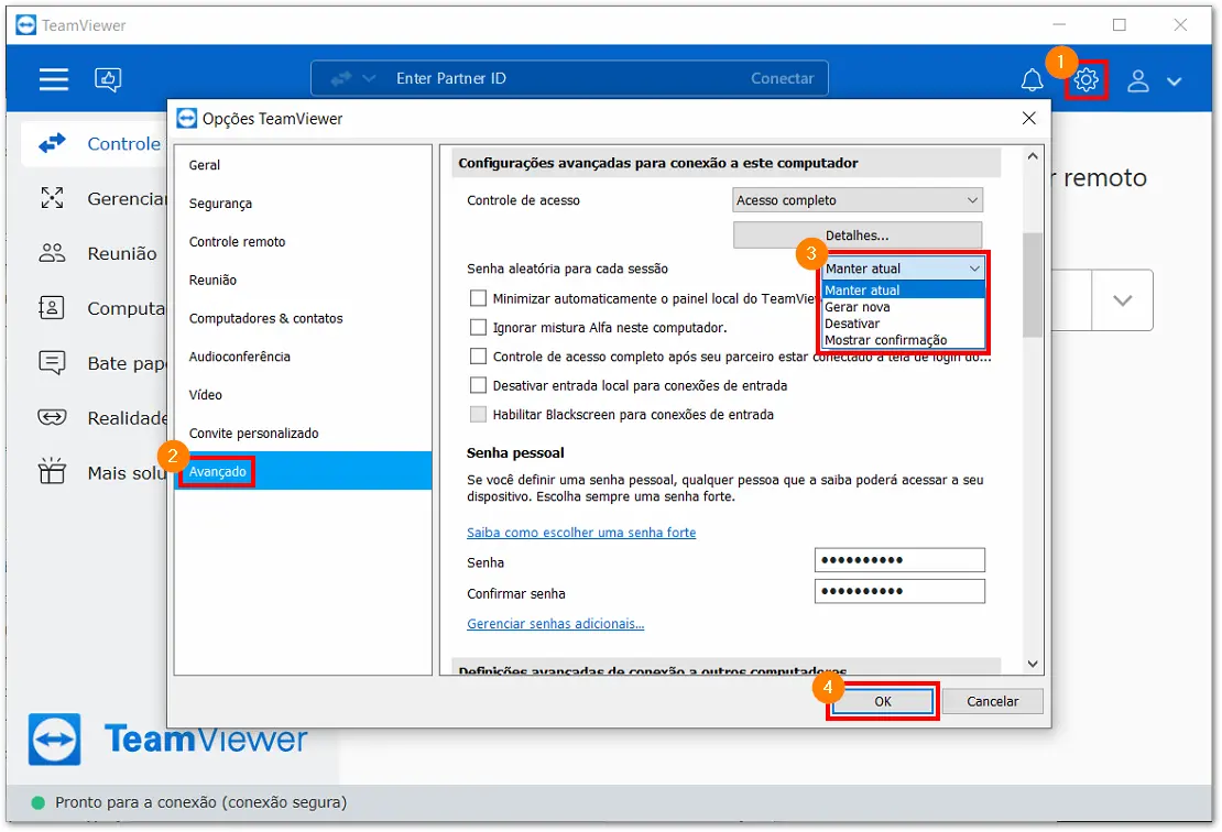 Como Configurar O Comportamento Da Senha Aleat C3 B3Ria TeamViewer