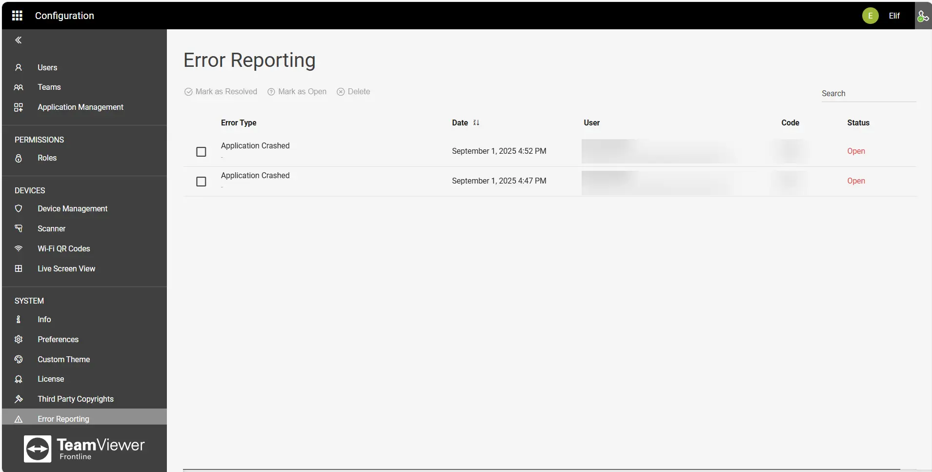 Error Reporting