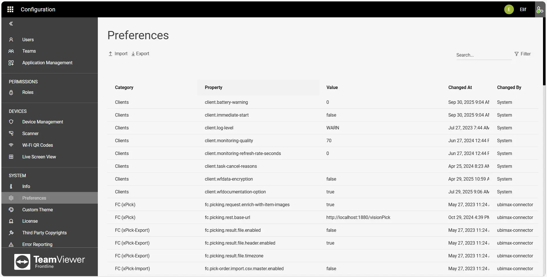 Preferences System