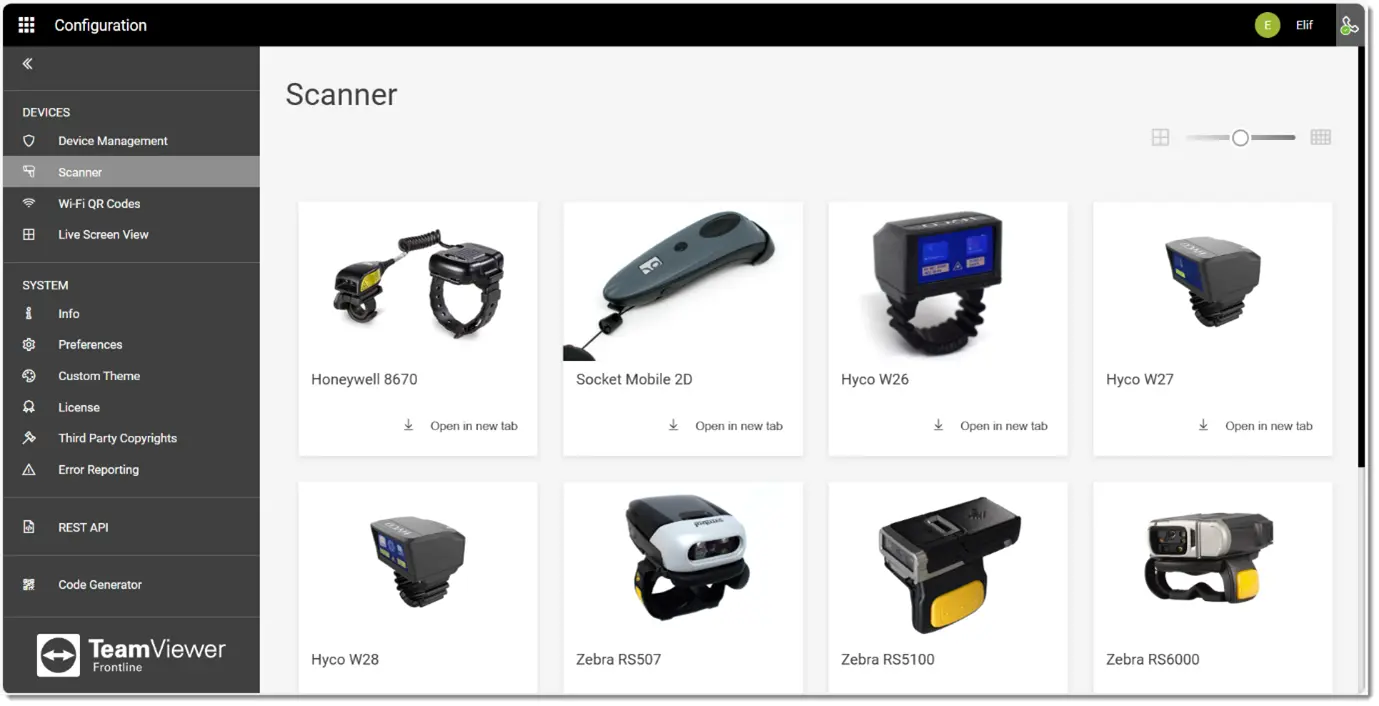 Scanners Configuration