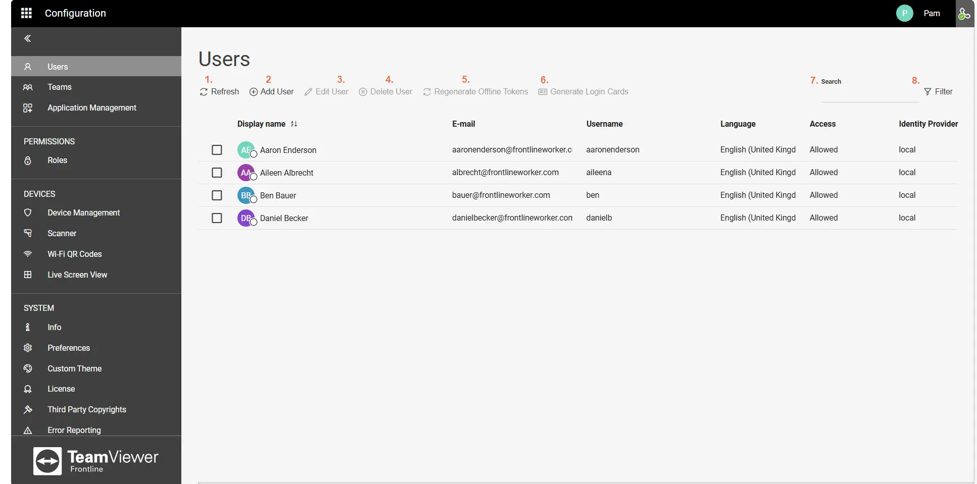 User Management Users List