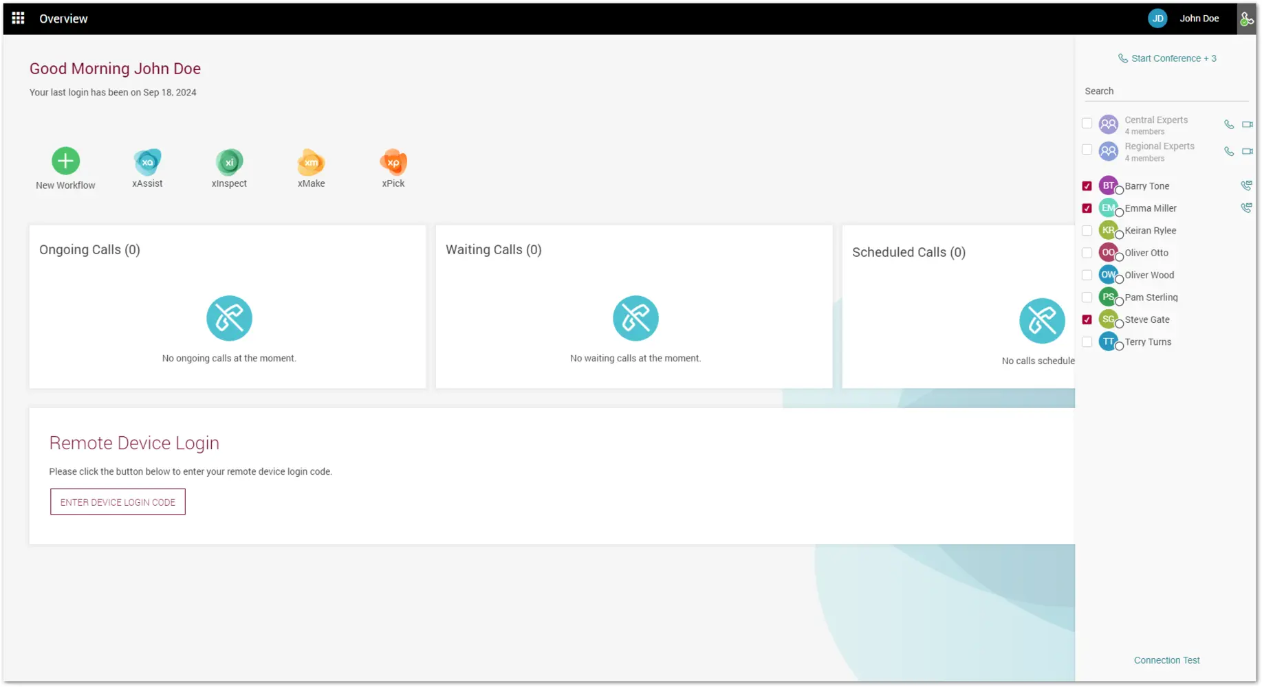 Dashboard Contacts Quickselect