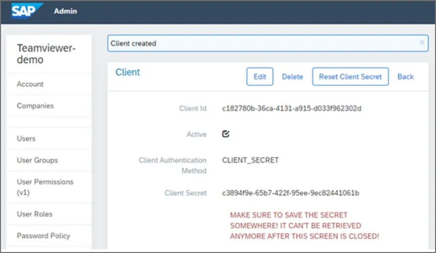 Client Created Admin