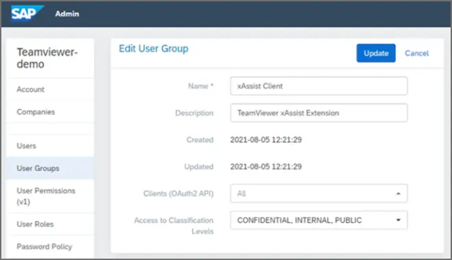 TeamViewer Demo Edit User Group