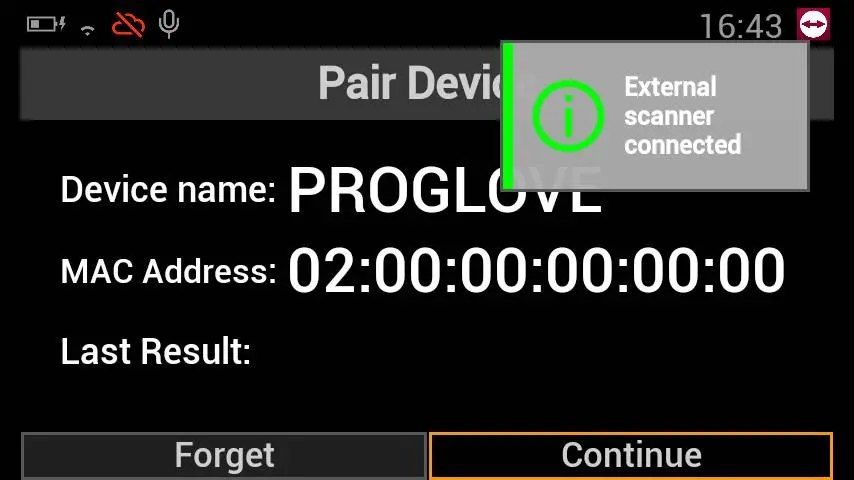 External Scanner Connected