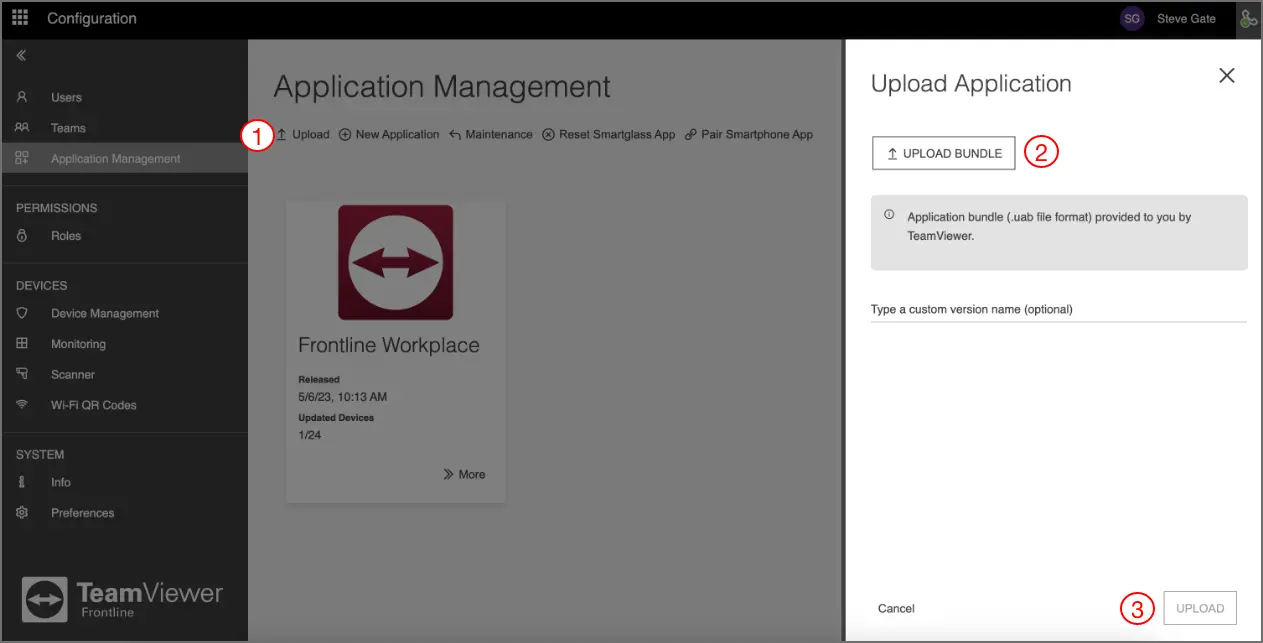 Application Management Upload