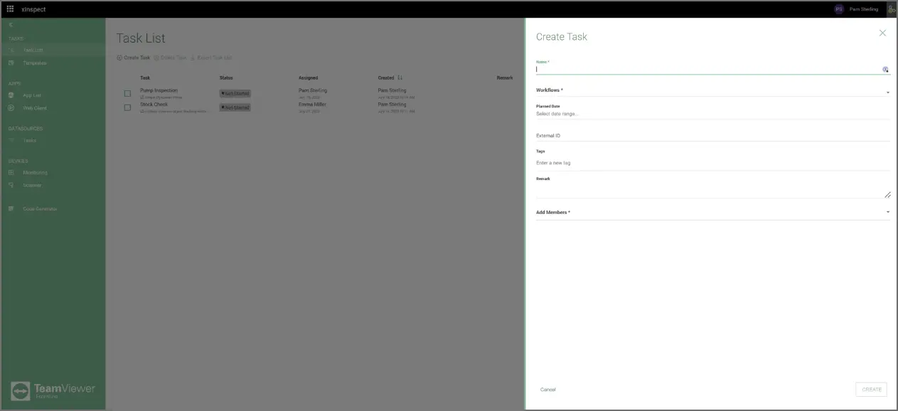 Xinspect Create Task