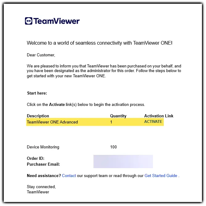 Activate TeamViewer One License