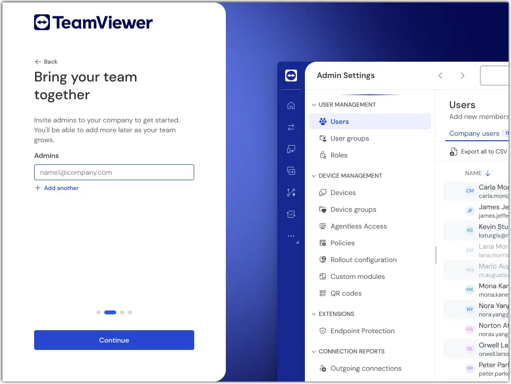Add Admins TeamViewer One
