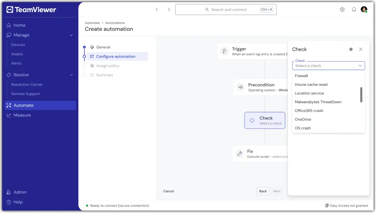 TeamViewer ONE – Automation Check