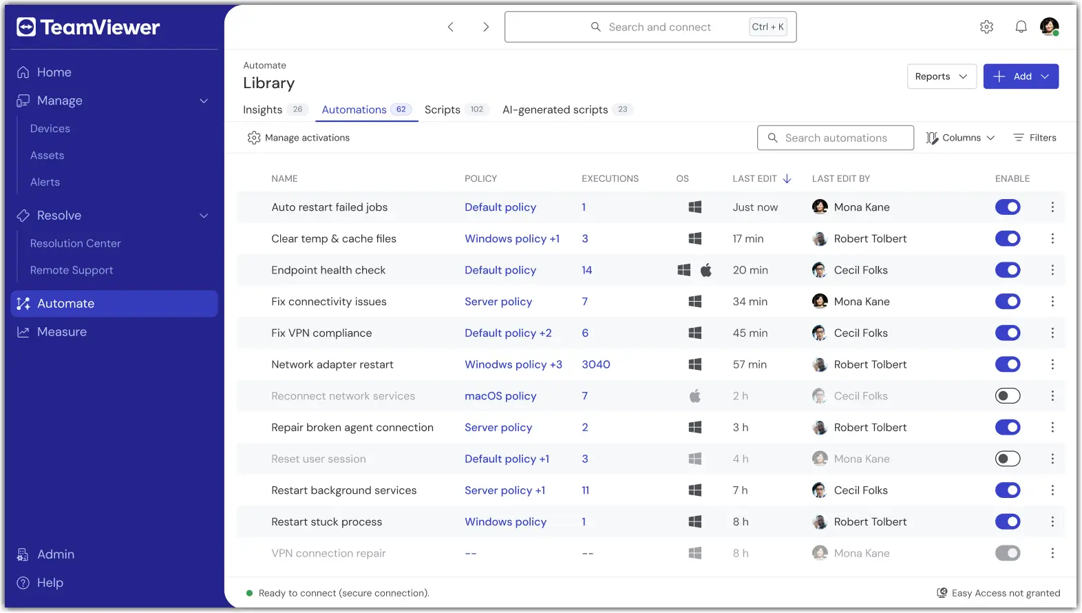 TeamViewer ONE – Automations