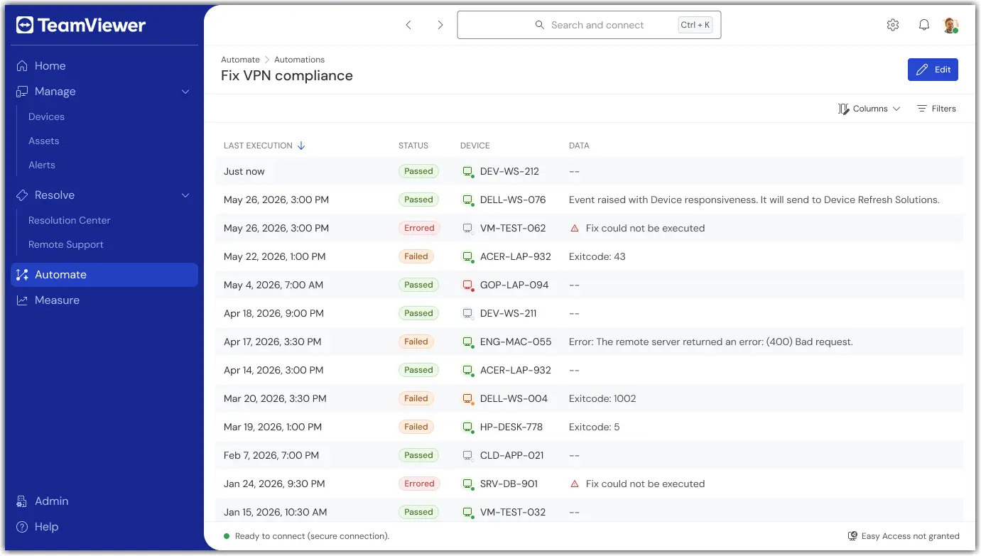 TeamViewer ONE – Manage Automations