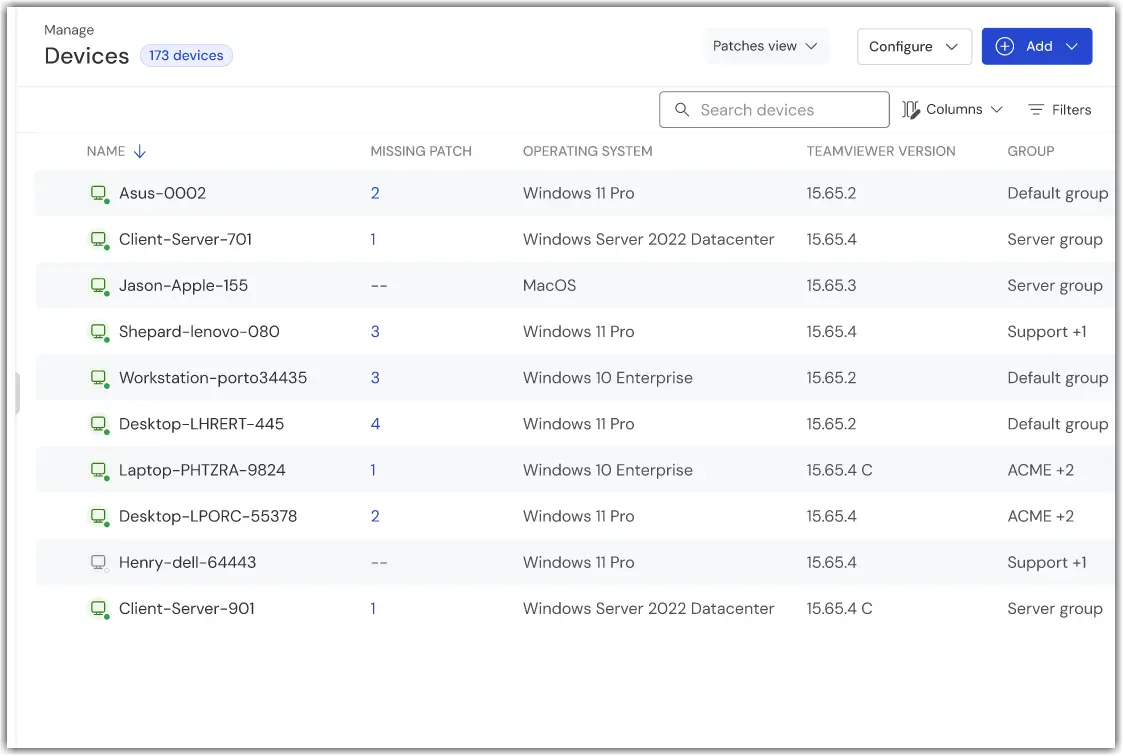 TeamViewer One Patches View