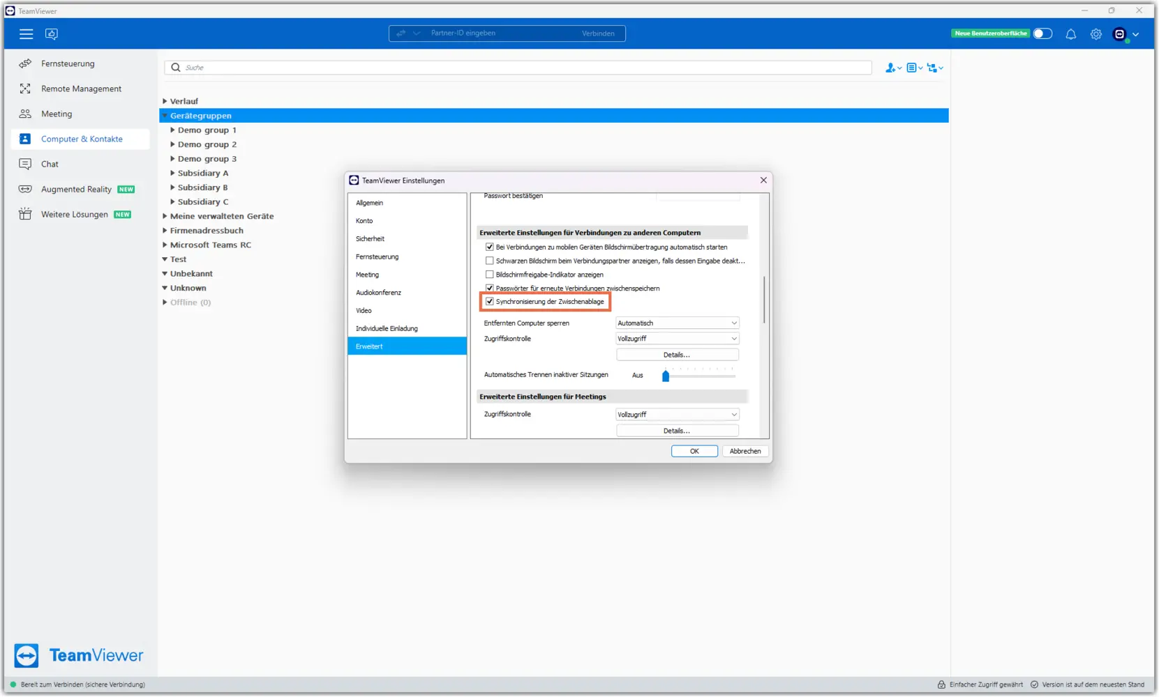Settings Remote Control Clipboard Sync Enabled Classic Ui
