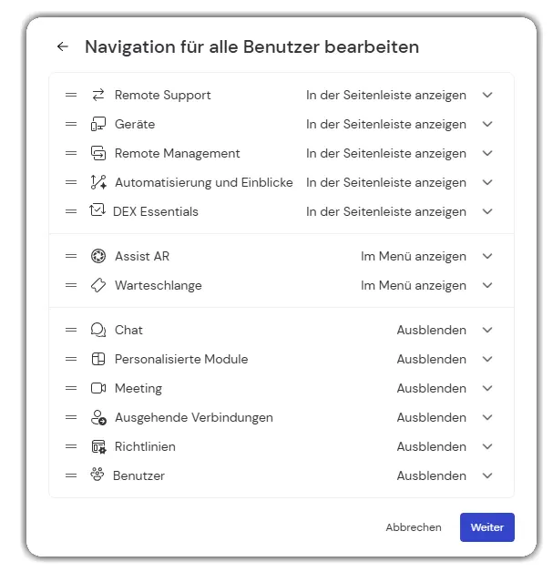 Admin Settings Customization All Users
