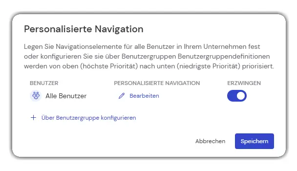 Admin Settings Customization Navigation Enforce