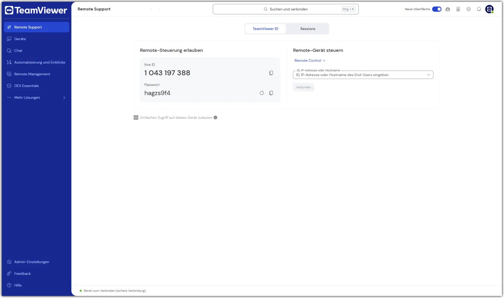 Full Client Main Interface