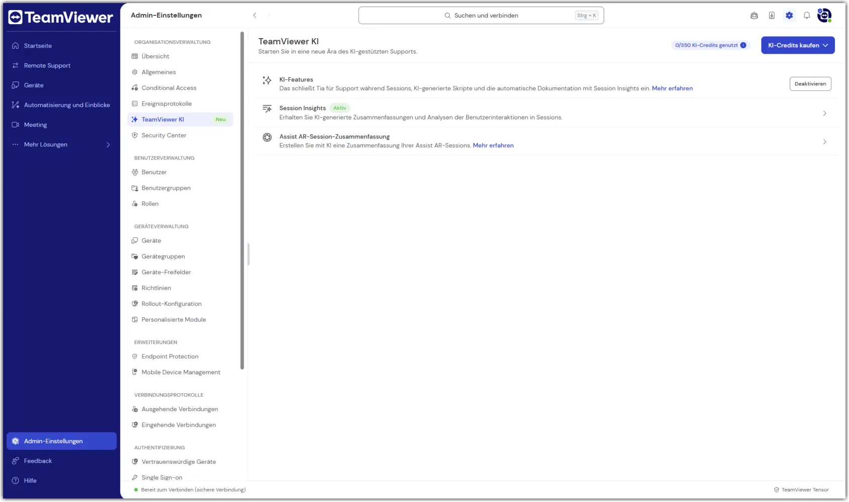 Admin Settings TeamViewer Ai Overview