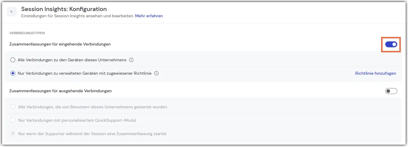 Admin Settings TeamViewer Ai Session Insights Incoming Connections