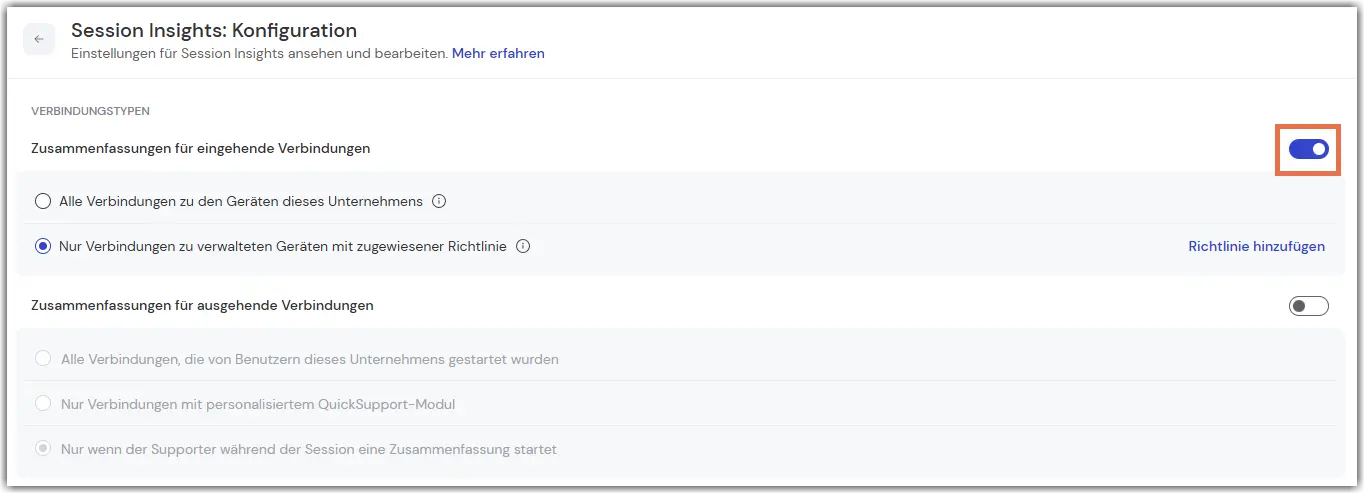 Admin Settings TeamViewer Ai Session Insights Incoming Connections