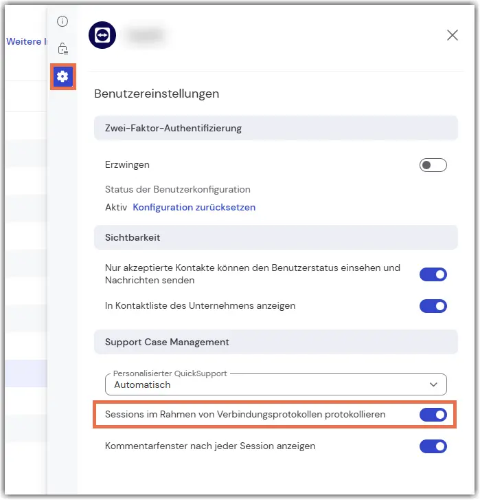 Admin Settings Users User Settings Log Sessions Connection Reporting