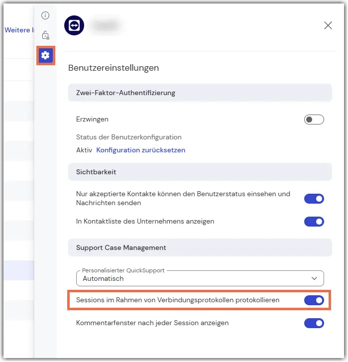 Admin Settings Users User Settings Log Sessions Connection Reporting