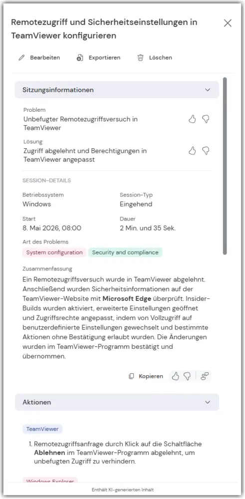 Automation Insights Session Insights Detail View