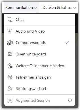 Remote Session Toolbar Communication Drop Down